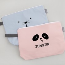 디자인아지트 주문제작 네임 식판파우치 해피페이스, 곰, 핑크