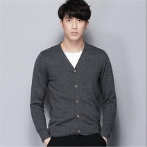 남성 가디건 스웨터 면 니트 단색 니트웨어 긴 소매 v 넥 느슨한 버튼 뜨개질 캐주얼