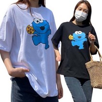 데이홀릭 여성용 2종 빅사이즈 오버핏 몬스터 여름 반팔 티셔츠 반소매