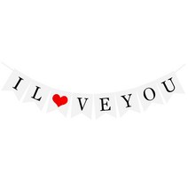 ILOVEYOU 플래그 가랜드(소) 생일파티 축하 프로포즈 돌잔치 유치원 종이가랜드 꾸미기 실내디자인