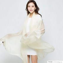 라오농 롱스카프 화이트 레이스스카프 여성롱웨어 코디하기쉬운 스카프 보리 쉬폰 비단스카프 봄가을 슈퍼빅사이즈 실크 비치타월