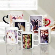 머그컵제작 반려동물 연예인 굿즈 답례품 단체 커스텀 포토 프린팅 머그컵 소량 주문제작, 빨강하트머그(11온스), 하트