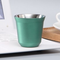 에스프레소샷잔 스테인레스 이중 벽 네스프레소 커피 컵 단열 귀여운 머그잔 런고 픽시 캡슐, 08 라이트 그린_01 80ml