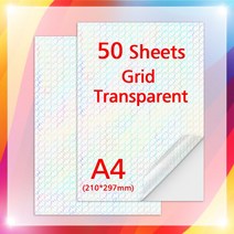 사진페이퍼 50 매 매직 스타 콜드 라미네이팅 필름 접착 성 홀로그램 용지 플라스틱 DIY 패키지 컬러 카드 사진, [15] Transparent grid
