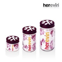 OCE408298(헤르빈) 퍼즐 원형 유리 밀폐용기 3종 세트 - 퍼플 장아찌 herevin 매실청