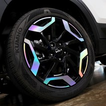 포원 기아 더뉴 셀토스 18인치 휠 스티커 홀로그램 카본 튜닝 차량 용품, 더뉴셀토스 18인치 전용 - 유광블랙