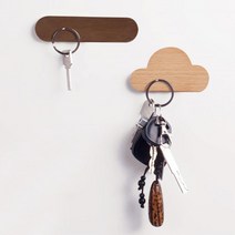 리얼 우드 감성 디자인 자석 열쇠행거 백헹거 차키행거 백행거 스티커후크 마그넷 소품걸이 후크, 베이지클라우드