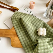 목화베리 키친크로스 테이블매트 면거즈 린넨 체크, 로맨틱그린
