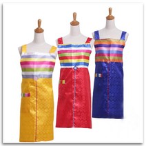 봉봉러브 실크 색동 일자 앞치마(172) 앞치마, 연두색