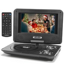 SQQBZZ 7인치 휴대용 DVD 플레이어 차량용 DVD 플레이어 지원 SD 카드/USB/다중 디스크 형식 원격 제어 차량용 충전기 전원 어댑터(검은색)
