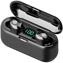 acuvar 완전 무선 블루투스 5.0 충전식 ipx7 방수 이어버드 헤드폰 마이크 2000mah USB 스마트 듀얼 충전 케이스스탠드 서라운드 스테레오 베이스 및 패시브, 검은색