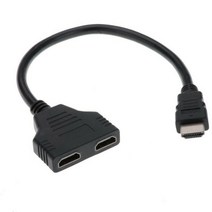 hdmi splitter 어댑터 케이블 hdmi splitter 1 in 2 out hdmi male to dual hdmi female 1 to 2 way converter fo, 검은 색, 30cm