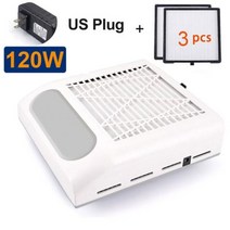 국소배기장치 120W 네일 집진기 매니큐어 강, White-US 3 filter
