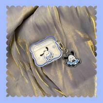 시크한 에어팟 호환 반투명케이스+아크릴키링 세트 포차코 puppy Airpods 1 & 2 &3& Pro 호환 우아한 보호 커버 선물, 블루, 프로2세대