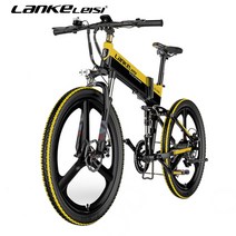 랑케레이시 XT750 장거리 접이식 전기자전거 전동자건거 26인치 48V, XT750 블랙옐로우