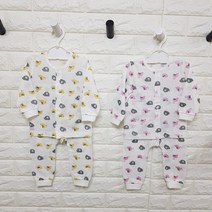 코코삐약 신생아 내복 얇은 봄 여름 긴팔내의 실내복