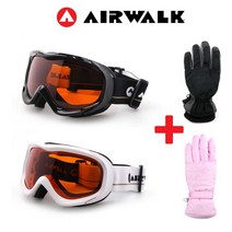 [에어워크] AW-1200 보드 스키고글 + 스키장갑세트, 색상:화이트+HIS120 블랙L