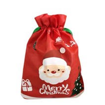 UNBAISER 크리스마스 빨간 부직포 산타 선물주머니 포장봉투 어린이집 단체포장지 26x36cm NJ11, 5개