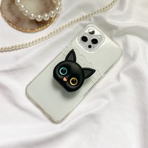 오드아이 거울 그립톡 귀여운 고양이 양면 휴대폰 거치대, 오드아이 블랙