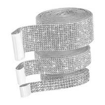 GHSHOP 3 롤 자체 접착 크리스탈 라인 석 다이아몬드 리본 DIY 장식, 1cm 1.7cm 2.7cm, 라인석, 은