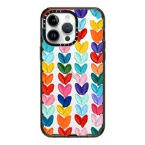 CASETiFY 아이폰 15 프로 맥스용 임팩트 케이스 4X 군용 등급 낙하 테스트 / 2.5m8피트 보호 귀여운 프린트 범핑 밀크 클리어 블랙, Impact (Clear Black), Clear Polka Daub Hearts