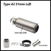 호환 51mm 오토바이 배기 파이프 머플러 DB 킬러 왼쪽 오른쪽 유니버설 ER6N SV650 CRF230 Z800 R1 CB650F, 06 A2 51mm Laser Left