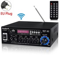 파워 증폭기SUNBUCK AV-660BT 증폭기 2.0 채널 오디오 홈 자동차 시어터 110V/220V 지원 EQ FM SD USB 마이, 01 660BT Black EU Plug
