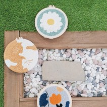 태광조명 DIY 펀치 니들 자수 동물 원형, 소녀와 유니콘, 1개