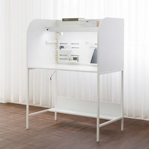 아이디어스터디 티케 와이드 1000 철제 1인독서실책상, 티케 독서실책상 화이트+LED화이트+스마트패널