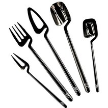 Jade X Ginger Modern Flatware - 럭셔리 스테인리스 스틸 기구 우아한 식기 커틀러리 세트 식기 세척기 사용 가능 포크 나이프 스푼 식기류 (블랙 5개, Black_20