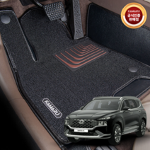 더뉴 싼타페 카마루 6D 듀라코어 매트 1+2열 자동차매트 카매트, 브라운(1+2열), 더뉴싼타페 하이브리드 6인승, 현대