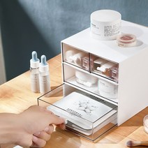 똑소녀 수납정리함 투명 미니서랍 다용도 데스크 무한수납정리함, 04.서랍형수납함 아이보리, 3칸