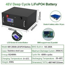 전동킥보드보조배터리 power wall 48v 200ah 100ah lifepo4 배터리 팩 5kwh 10kwh powerwall 6000 주기 태양열 리튬 이온 배터리 32, 48v 200ah 병렬