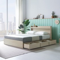 규수방 프리미엄 LED서랍형침대 매트리스 포함 세트 방문설치 3단서랍, 202(화이트)서랍형, 싱글, 컴포트 본넬그레이 매트리스