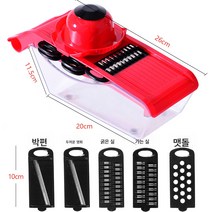가정용 감자채 채썰기 주방용품 다기능 채썰기 무 감자채 슬라이스, 중국홍5도[밀pp재질]+손보호대용기가죽깎이