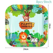 생일 축하 정글 동물 케이크 토퍼 파티 장식 어린이 컵케익 첫 번째 용품 1 개, [20] 8pcs 7inch plate
