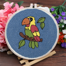 오꿈 펀치니들 패키지 자수 수예 kit, 10 앵무새, 15cm, 1개
