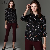 [리스트.] [리스트] 탈착 타이 플라워 패턴 블라우스
