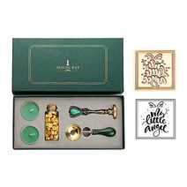 매직 빈티지 씰링 왁스 태블릿 비즈 캔들 분리형 스푼 스탬프 세트 보관함 키트 DIY 봉투 초대 공예품 증정, D