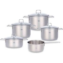 Fissler 햄버거 / 조리기구 세트 9피스 냄비 세트 유리 뚜껑이 있는 냄비 인덕션 (요리 냄비 3개 캐, 한개옵션0