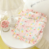 PKTOYS 귀여운 면 인형 인형 침구 침구 커버 퀼트 쿠션 베개 가구 세트 인형 20CM, 핑크 플라밍고 침낭 베개, 20/30cm 인형을 위해 적당한