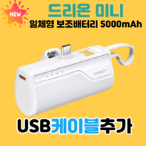 드리온 일체형 미니 보조배터리 5000mAH PD 고속 충전 지원 C타입 DR-PD20W-MINI5000, 드리온 일반 C타입
