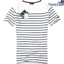 [FOREST CAMP]Boat-Neck 스트라이프 보트넥 반팔티[FCTH4231-White Navy]