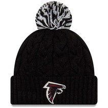 New Era 여성용 NFL 공식 코지 케이블 니트 커프 폼 비니 모자 애리조나 카디널스 레드, One Size, Atlanta Falcons Black