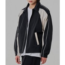 [빠른출고]SLOW RECORD HOUSE 파이핑 라인 나일론 자켓 블랙&베이지 Piping Line Nylon Jackets Black&Beige;