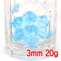 크리스탈볼 3mm 파랑 하이드로 소일 워터젤 고흡수성수지 수정토 대체토양 수경재배 방향제 개구리알모양, 20개입