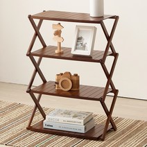 예다움 캠핑선반 우드 접이식 캠핑 쉘프 4단 브라운+가방세트, 브라운