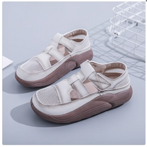 리얼 가죽 부드러운 통굽 통기성 캇아웃 슈즈 여성여름구두 4cm 족궁 지지/다리형 개선