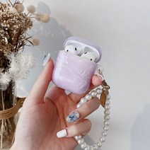 감각적인 에어팟케이스 실리콘 가죽 빈티지 명품 럭셔리 케이스 for apple airpods pro 2 3d 진주 팔찌 conch shell keychain soft 이어폰 3, 에어팟 1 또는 2용