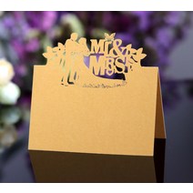 피로연 돌잔치 테이블 좌석표 신랑 결혼식 장소 카드 Mr. 좌석 테이블 장식 레이저 컷 약혼 파티 초대장 도매 50 장, 02 Gold